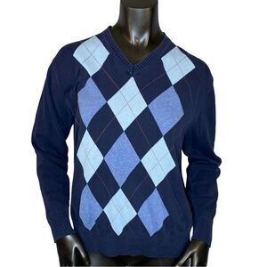 Haggar Argyle Sweater Dark Academia Old Money Preppy Scholastic Cotton SZ S